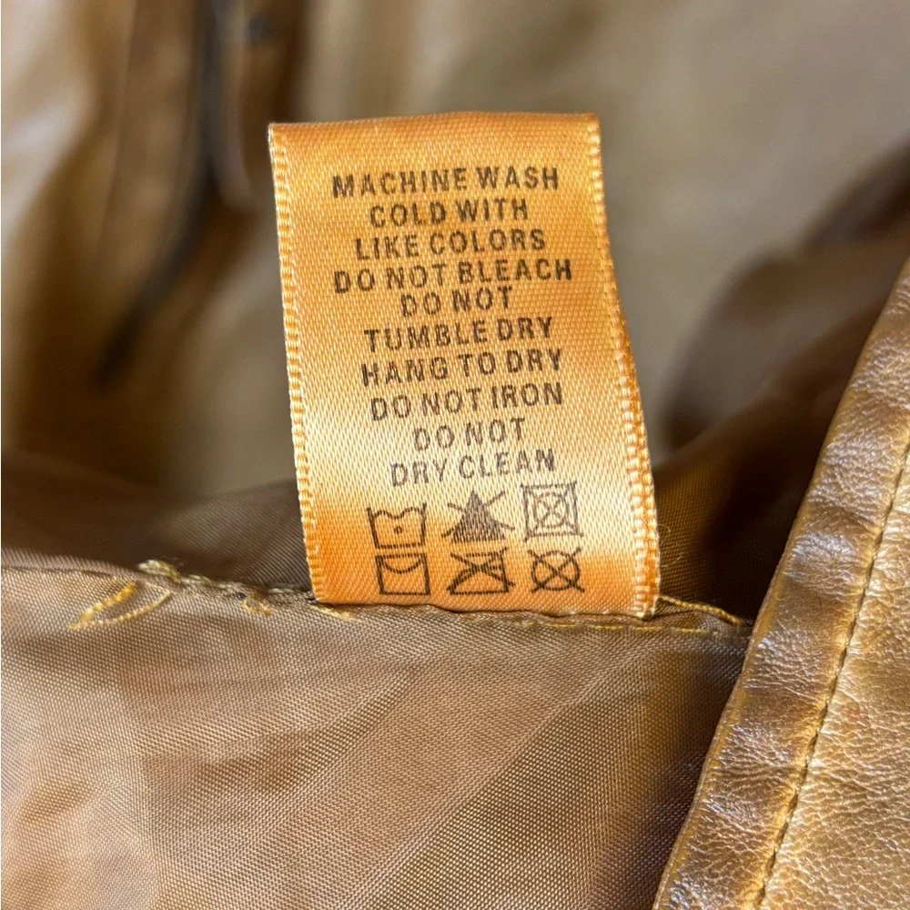 Max Studio Soft Tan Faux Leather Jacket Woman’s Medium NWT‎